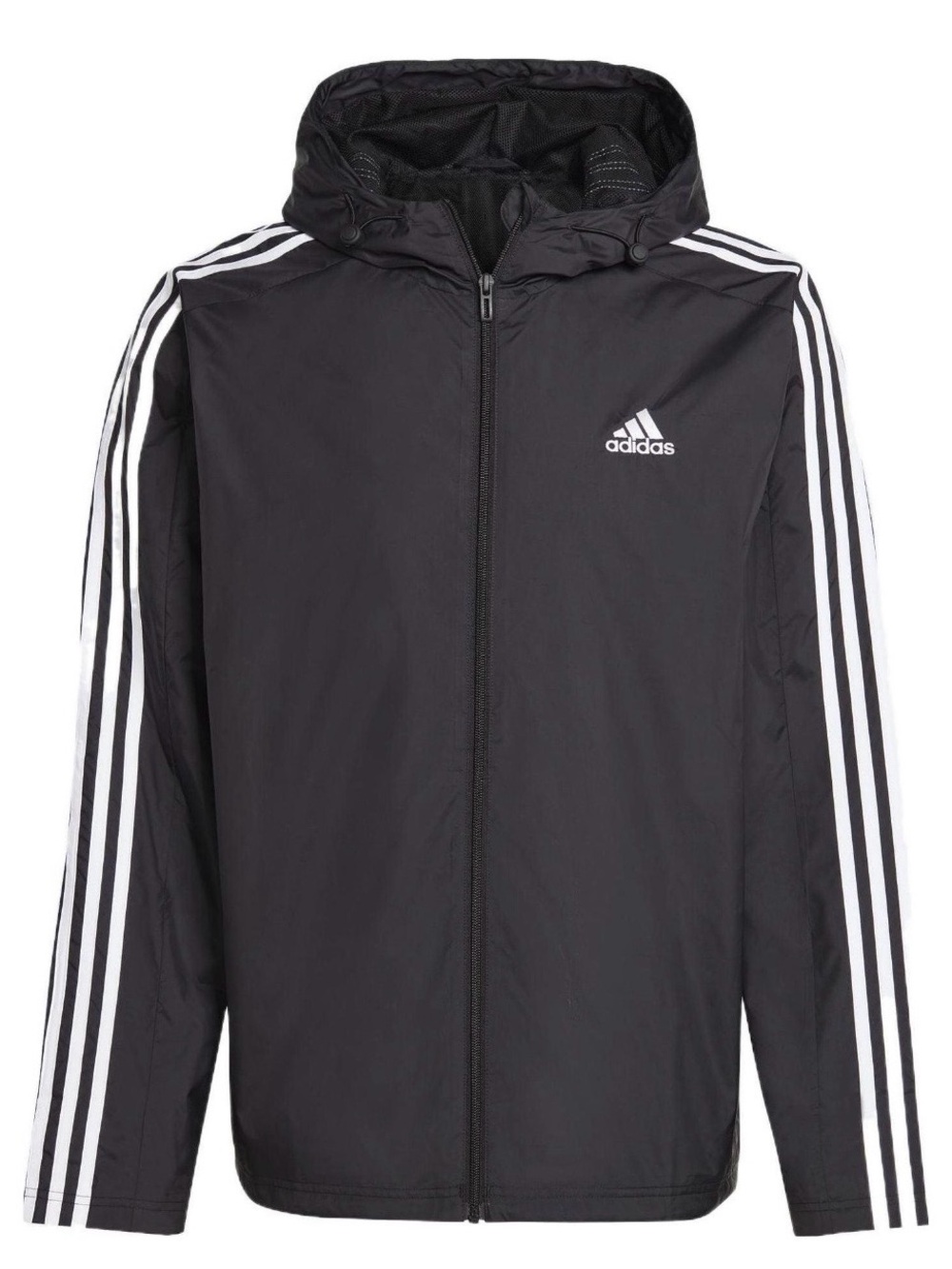 adidas Essentials 3-Stripes Windbreaker Black & White Size Large